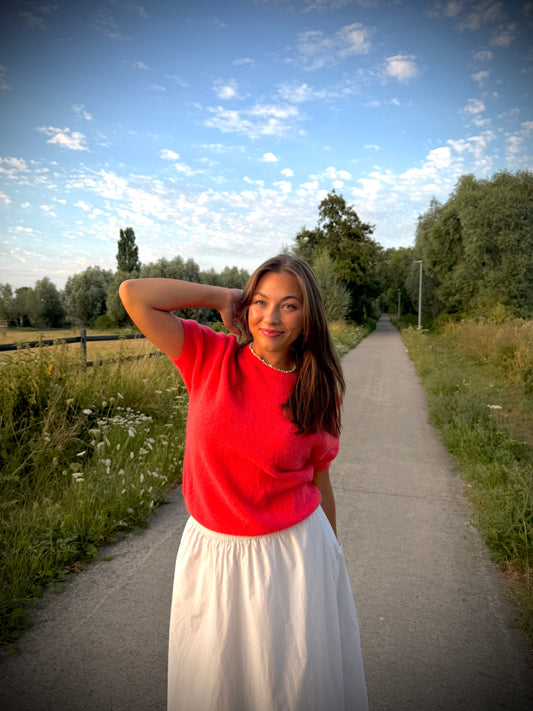 Soft knit coral red