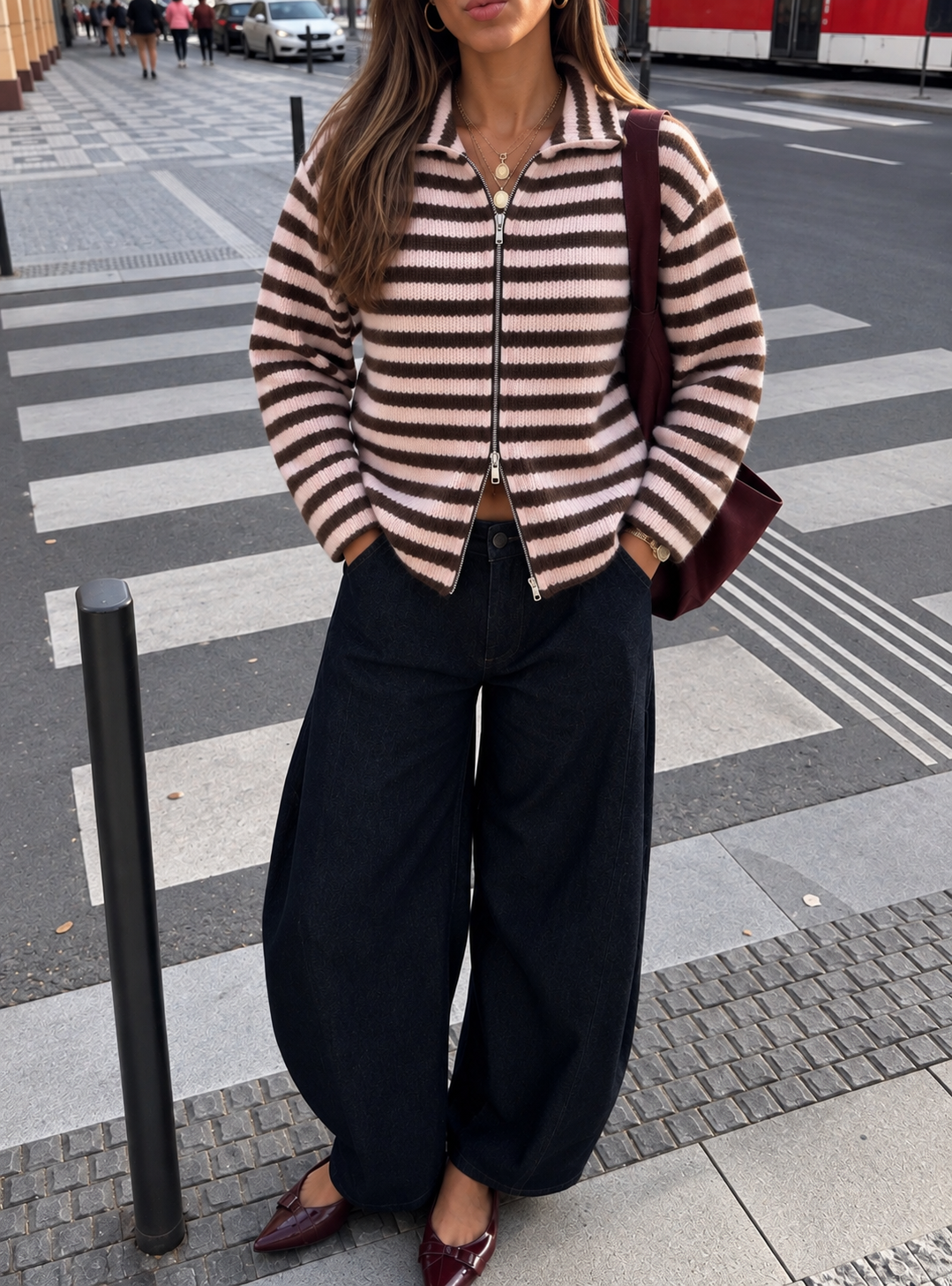 Livia Vest Brown/Pink